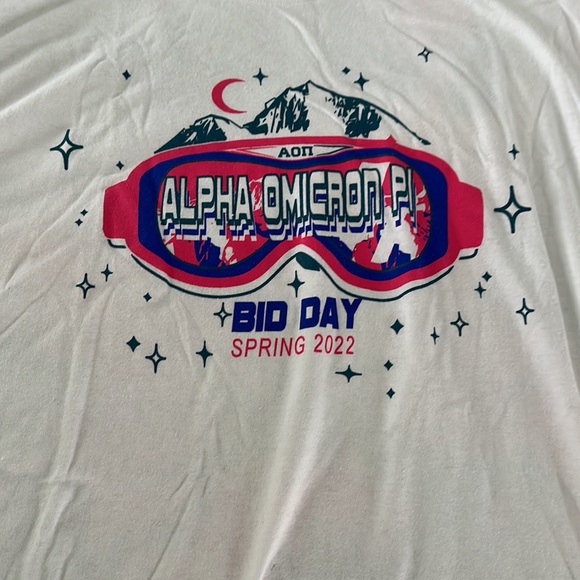 Long sleeve size large AOII aspen ski theme bid day shirt - Picture 2 of 4